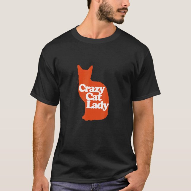 Crazy Cat Lady Long Sleeve  Cute Orange Cat Desi T-Shirt (Front)