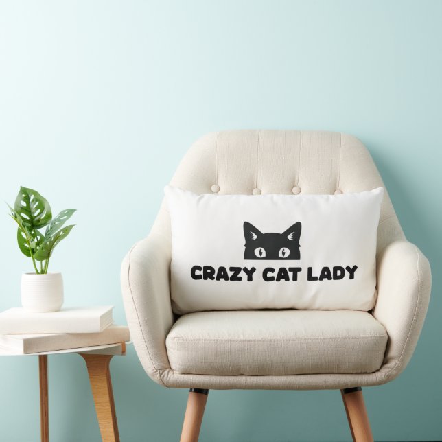 Crazy Cat Lady Lumbar Throw Pillow (Chair)