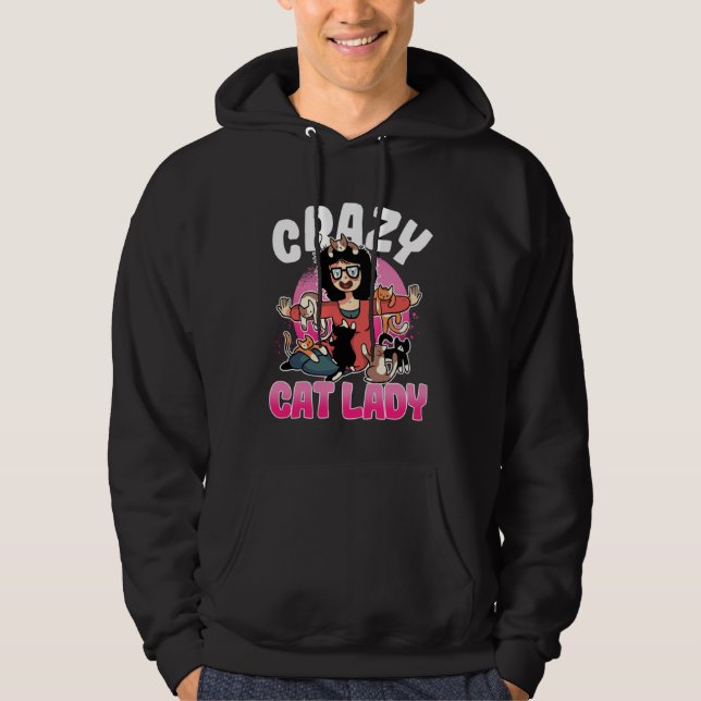 Crazy Cat Lady Motif  Great Cat Mum Grandma Hoodie (Front)