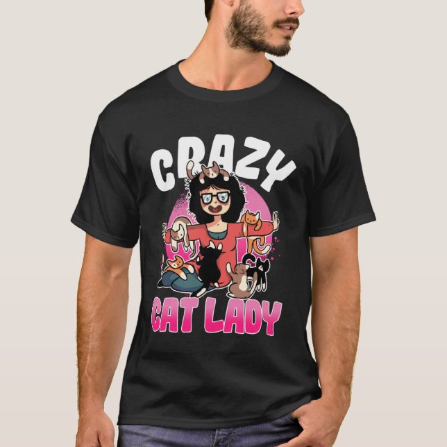 Crazy Cat Lady Motif  Great Cat Mum Grandma T-Shirt (Front)