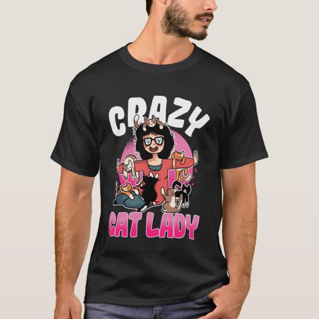 Crazy Cat Lady Motif  Great Cat Mum Grandma T-Shirt (Front)