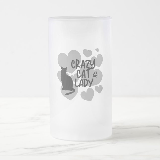 Crazy Cat Lady Notebook Frosted Glass Beer Mug (Center)