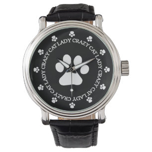Crazy Cat Lady Paw Print Watch