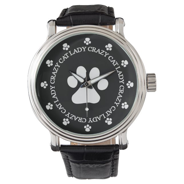 Crazy Cat Lady Paw Print Watch (Front)