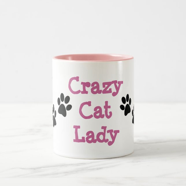 Crazy Cat Lady Pawprints Design Coffee Mug (Center)
