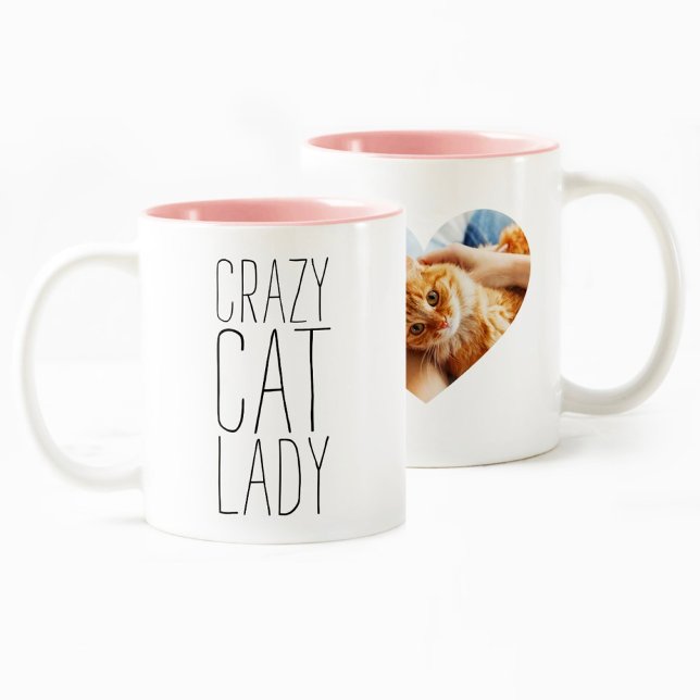Crazy Cat Lady | Personalised Add Your Photo Two-Tone Coffee Mug (Creator Uploaded)