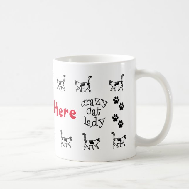 Crazy Cat Lady Personalised Mug Cup (Right)
