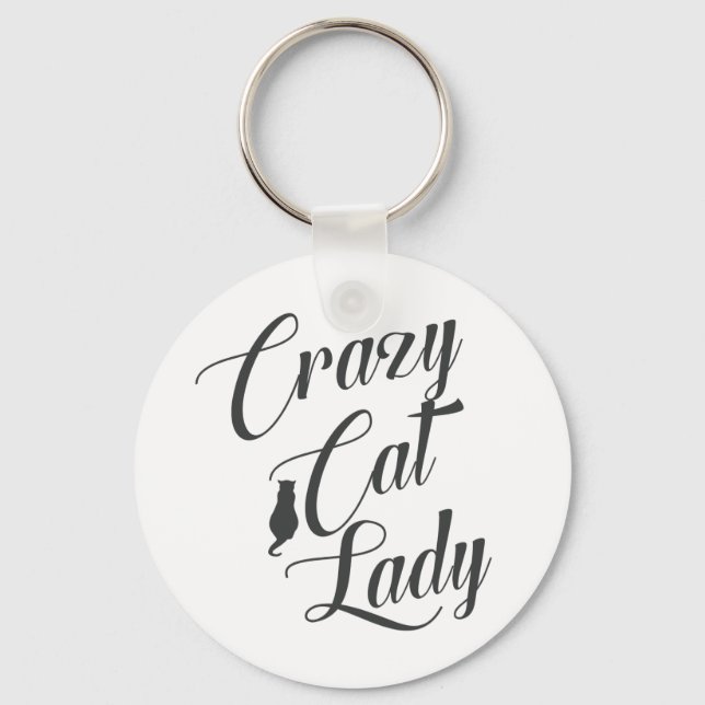 Crazy Cat Lady Pet Cat Lover Key Ring (Front)