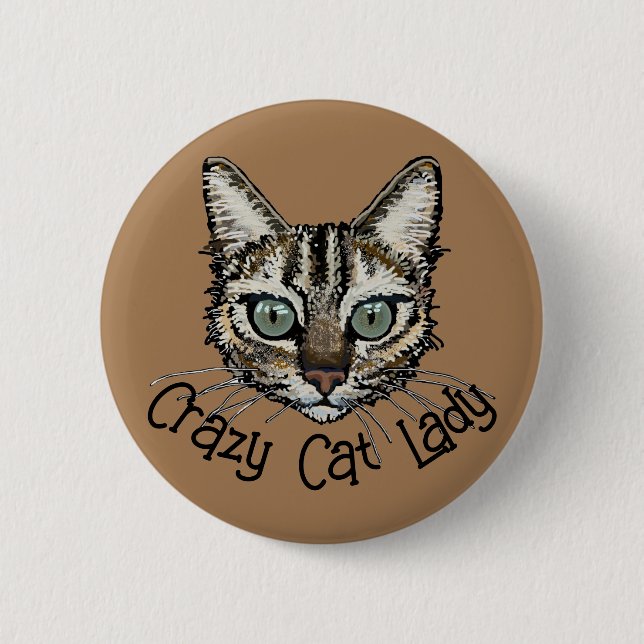 Crazy Cat Lady Pin Badge (Front)