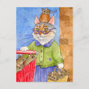Crazy Cat Lady postcard