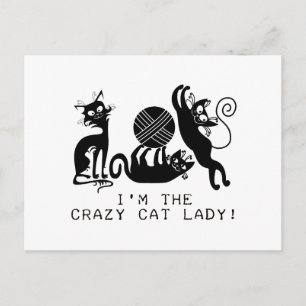 Crazy Cat Lady Postcard