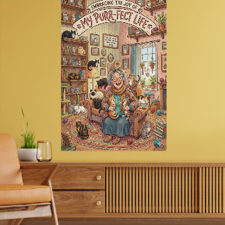 Crazy Cat Lady Poster - Cat Digital Art Wall Print