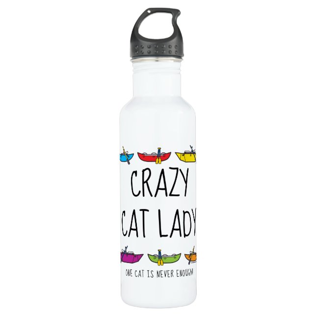 Crazy Cat Lady Rafting 710 Ml Water Bottle (Front)