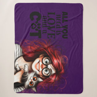 Crazy Cat Lady Sherpa Blanket