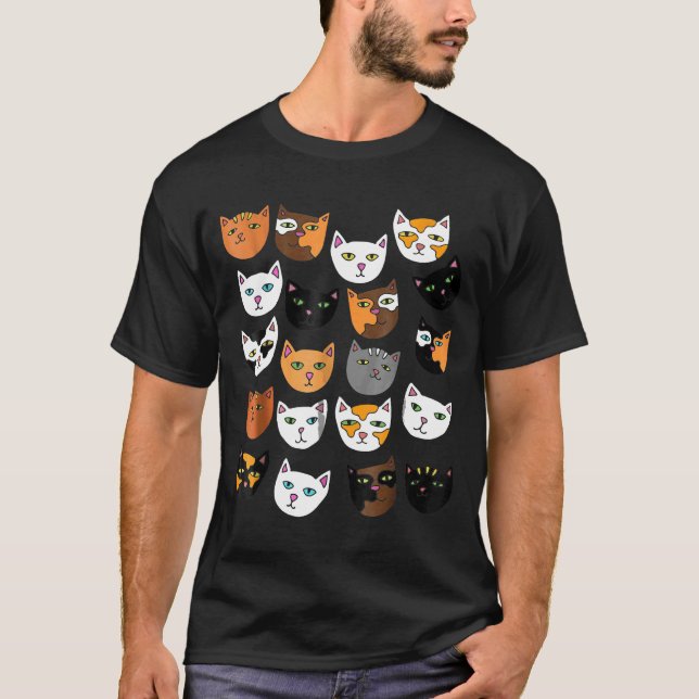 Crazy Cat Lady Shirt Cute Cat Pattern Caturday Tee (Front)