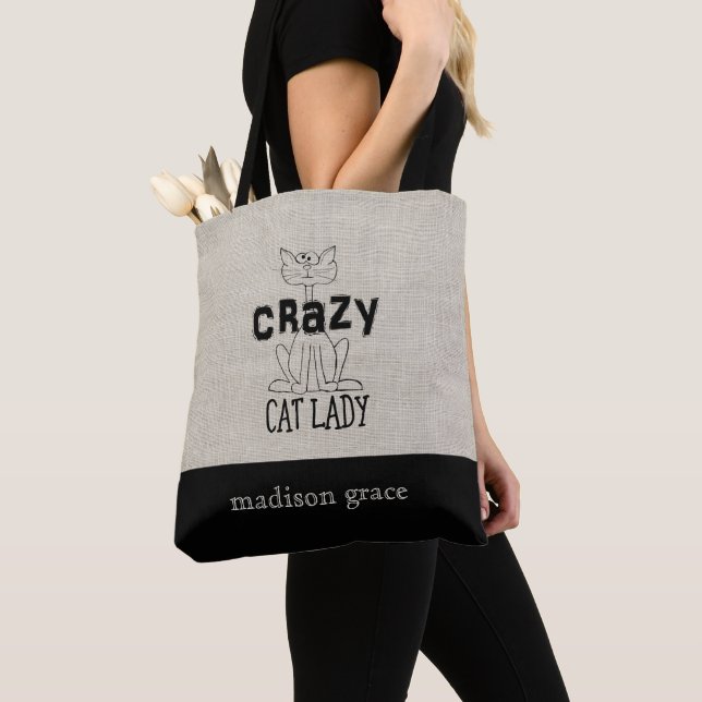 Crazy Cat Lady Tote Bag (Close Up)