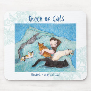 Crazy Cat Lady turquoise indie mouse pad