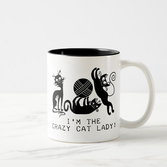 Crazy Cat Lady Two-Tone Coffee Mug (Right)