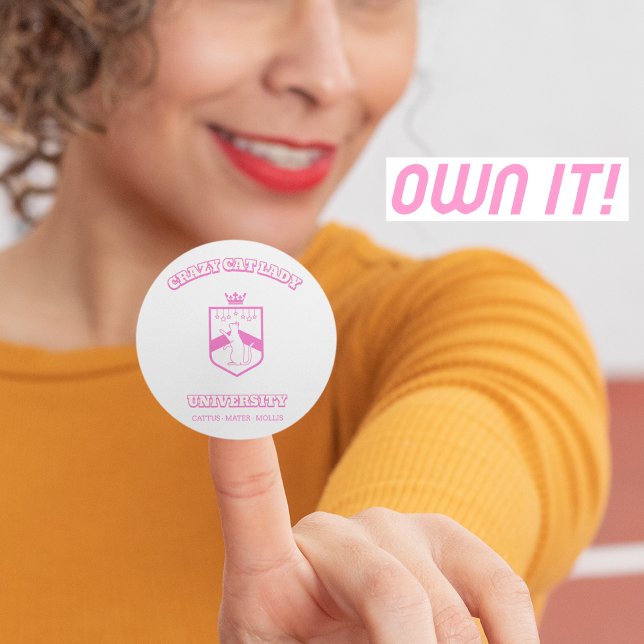 Crazy Cat Lady University Cat Lady Cat Lover Classic Round Sticker (Creator Uploaded)