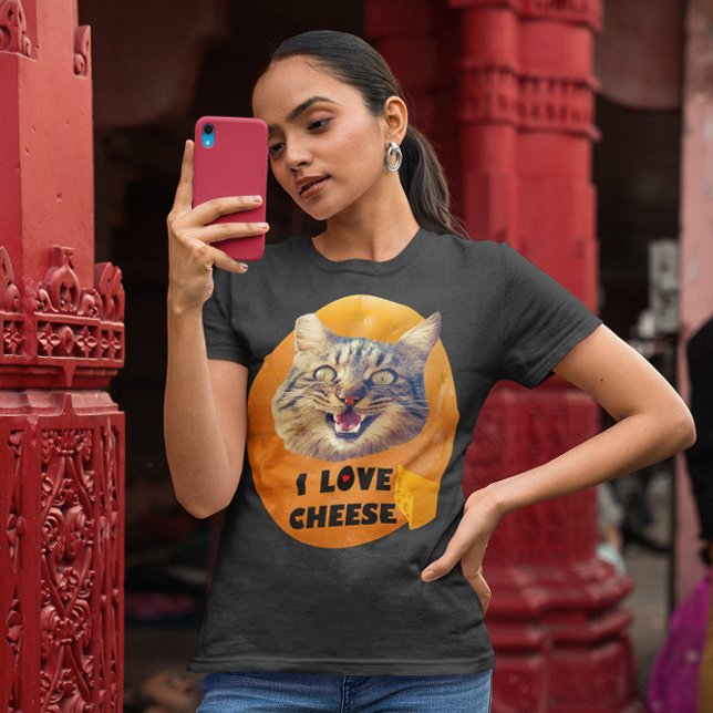 Crazy Cat Love Cheese T-Shirt, Cheese Shirt, ZFJG T-Shirt (I Love Cheese Cat Women's T-Shirt)