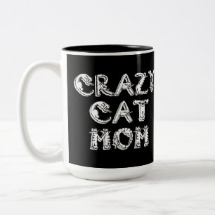 Crazy Cat Mum White Logo Two-Tone Coffee Mug