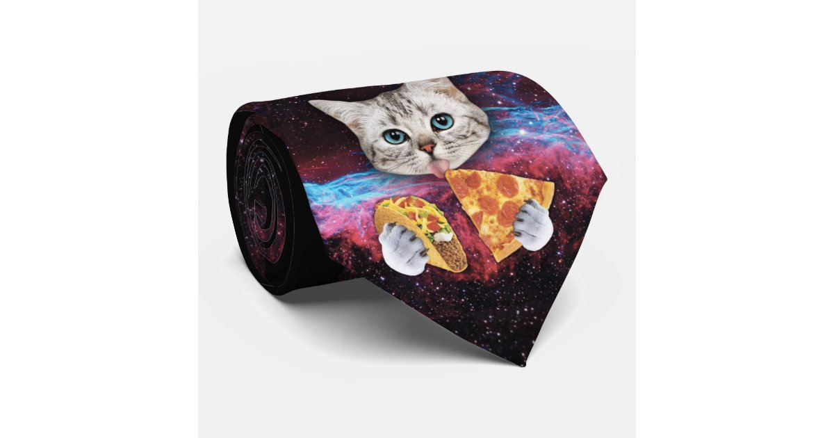 Crazy Cat Taco Pizza Space Tie Zazzle Co Uk