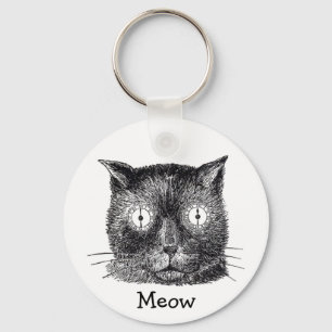 Crazy Cat with Clock Eyes Key Chain