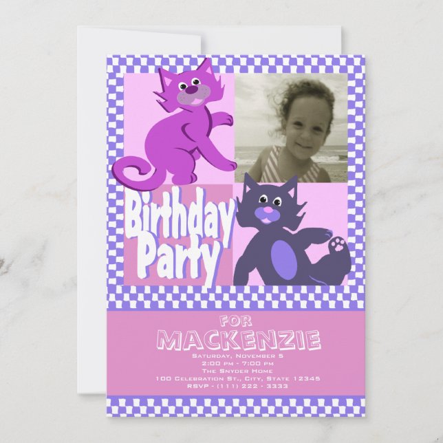 Crazy Cats Birthday Photo Invitation (Front)