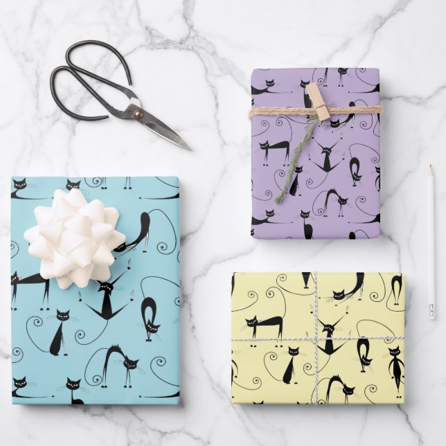 Crazy Cats Design Wrapping Paper  (Front)