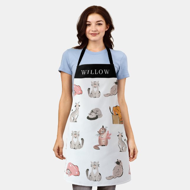 Crazy Cats Personalised Apron (Worn)