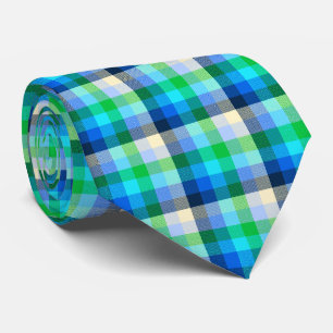 Crazy Check Plaid Cool Colored Two-Sided Tie