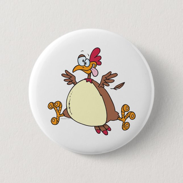 crazy chicken hen cartoon 6 cm round badge (Front)