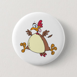 crazy chicken hen cartoon 6 cm round badge
