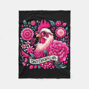 Crazy Chicken Lady Chicken Mum Farmer Fleece Blanket