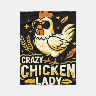 Crazy Chicken Lady Cool Chicken Sungles Retro _1 Fleece Blanket