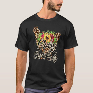 Crazy Chicken Lady Farm Animal Leopard Cheetah Sun T-Shirt