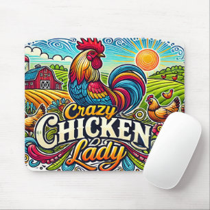 Crazy Chicken Lady Mouse Mat