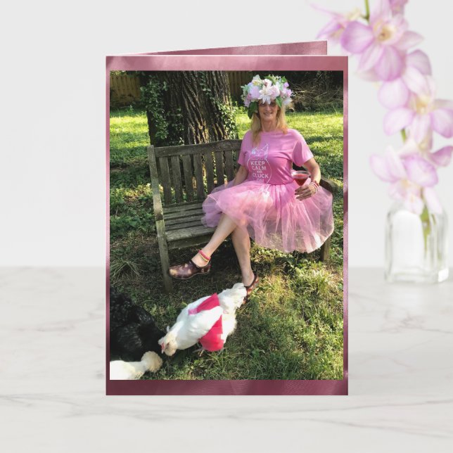 Crazy Chicken Lady PINK-  Happy Birthday Card (Orchid)