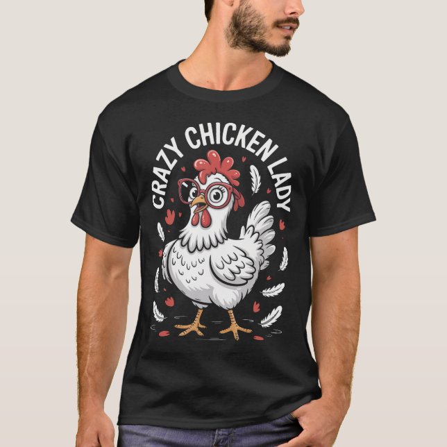 Crazy Chicken Lady Retro Sunset Style T-Shirt (Front)