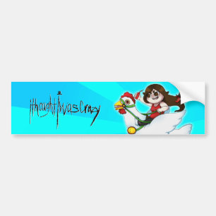 Crazy Chicken Ride and Logo Banner Bumper Sticker