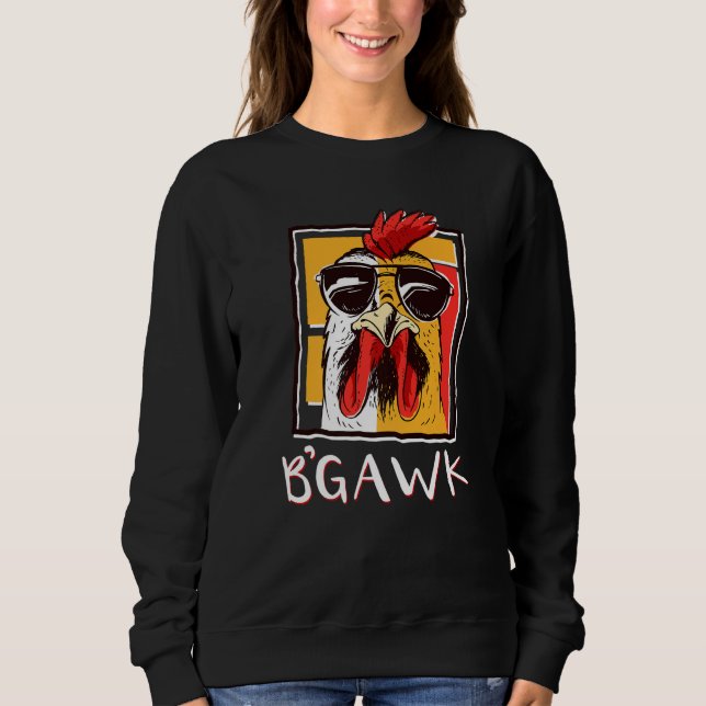 Crazy Chicken Shirt  Rooster W Sunglasses  Bgawk C (Front)