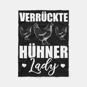 Crazy Chickens Lady Gift Ladies Farm Chicken Fleece Blanket