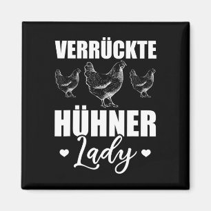 Crazy Chickens Lady Gift Ladies Farm Chicken Magnet
