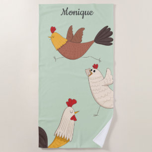 crazy chickens modern farmhouse monogram beach towel
