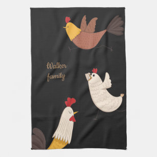 crazy chickens modern farmhouse monogram kitchen t tea towel
