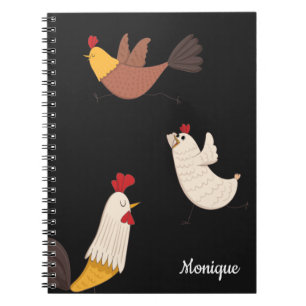 crazy chickens modern farmhouse monogram notebook