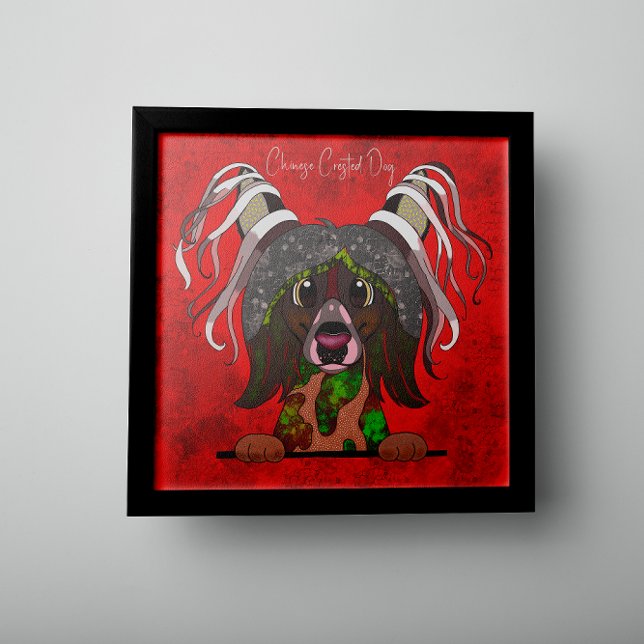 Crazy Chinese Crested Dog face hand-painted  Poster (Creator Uploaded)
