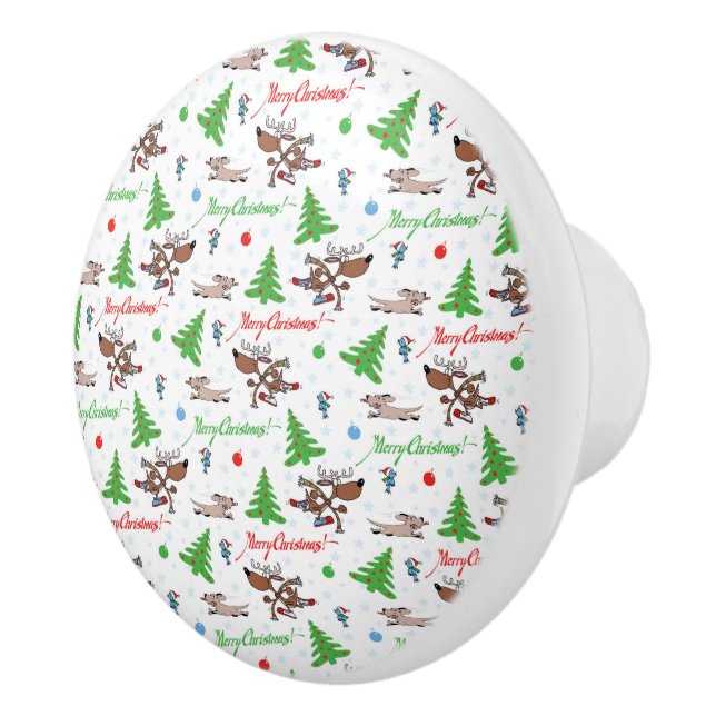 crazy christmas deer ceramic knob (Right)