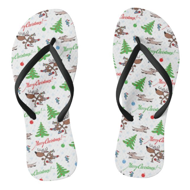 crazy christmas deer flip flops (Footbed)