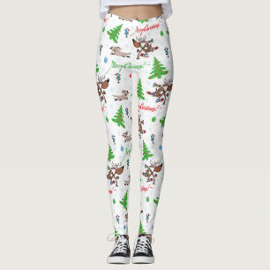 crazy christmas deer leggings